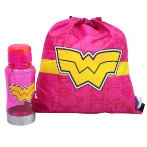 Garrafa 450ml + Mochila Mulher-Maravilha