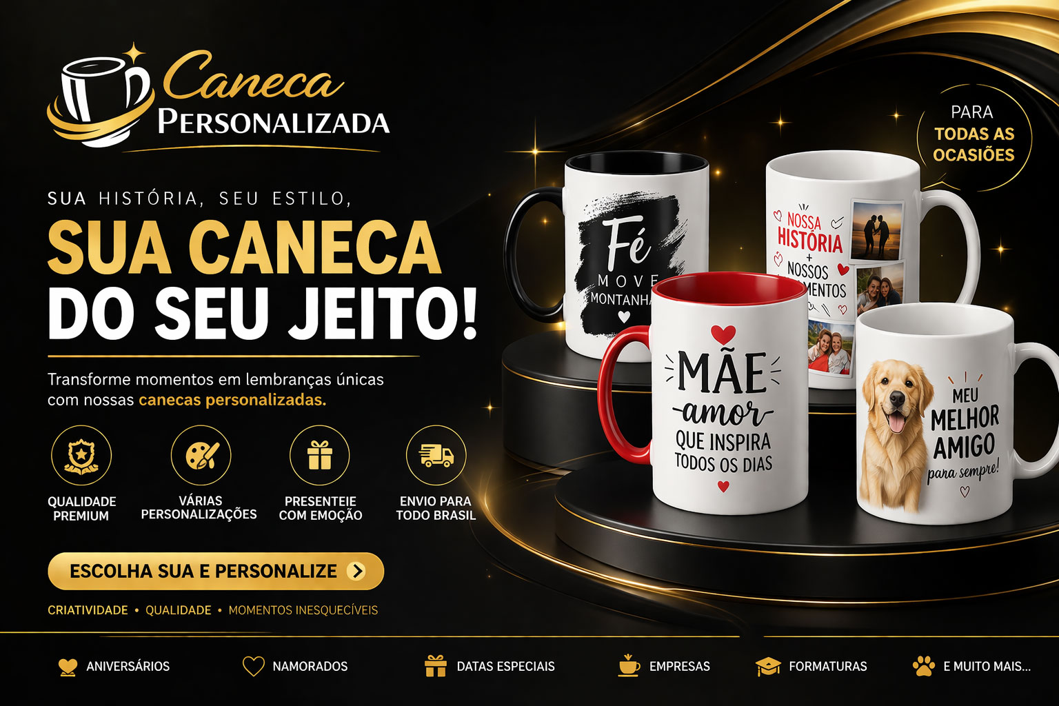 Canecas personalizadas com foto e arte – enviamos para todo o Brasil